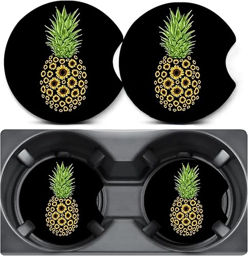 Miniatura 45 de 2 unidades de posavasos para portavasos de coche, posavasos para portavasos de coche con diseño de cereza, alfombrilla de goma antideslizante de