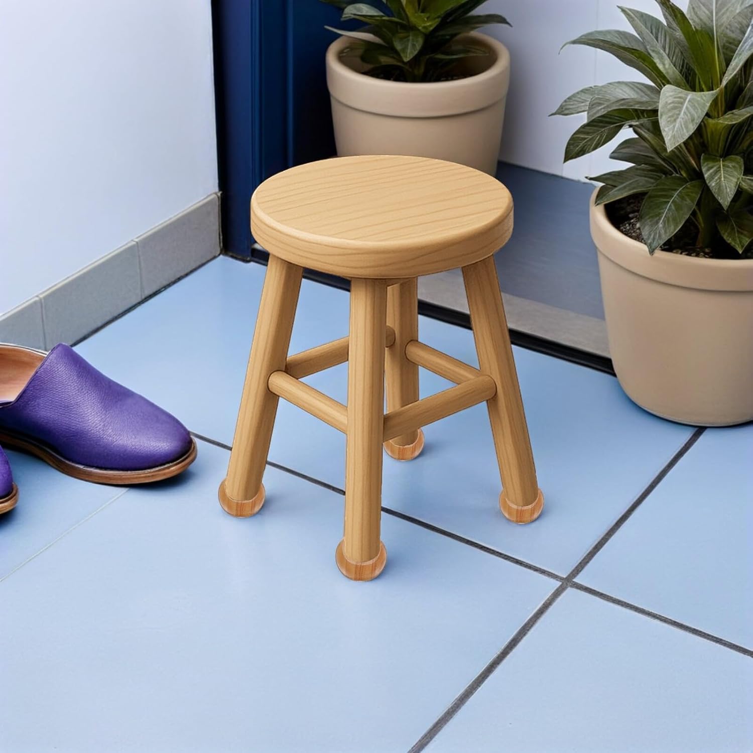 4pcs Round Wood Furniture Legs 5cm Height Unfinished Replacement Sofa and Chair Support Legs for DIY Cabinets and Tables