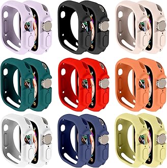 Compatible for Apple Watch Ultra 3/2/1 49mm Case All-Round Shockproof TPU Silicone Protective Cover Bumper Shock-Absorbing Scratch-Resistant Case for Women Men (9Pack)