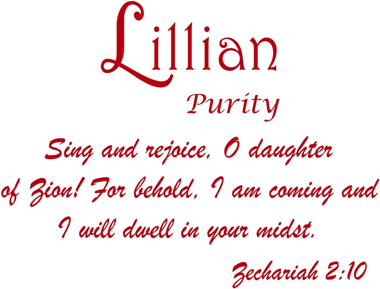Baby Names Wall Decals for Lillian. Displays The Meaning of
