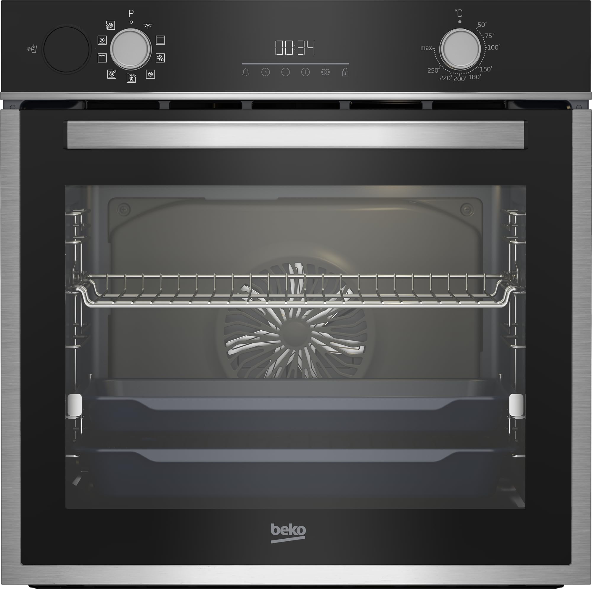 Beko 60cm Builtin Electric Oven with 9 Cooking Function Steamaid Oven, 72 liters Oven,conventional fan oven, Digital Touchcontrol,A Energy Rating,Catalytic selfcleaning oven,Black colour,BBIS14300XCSE