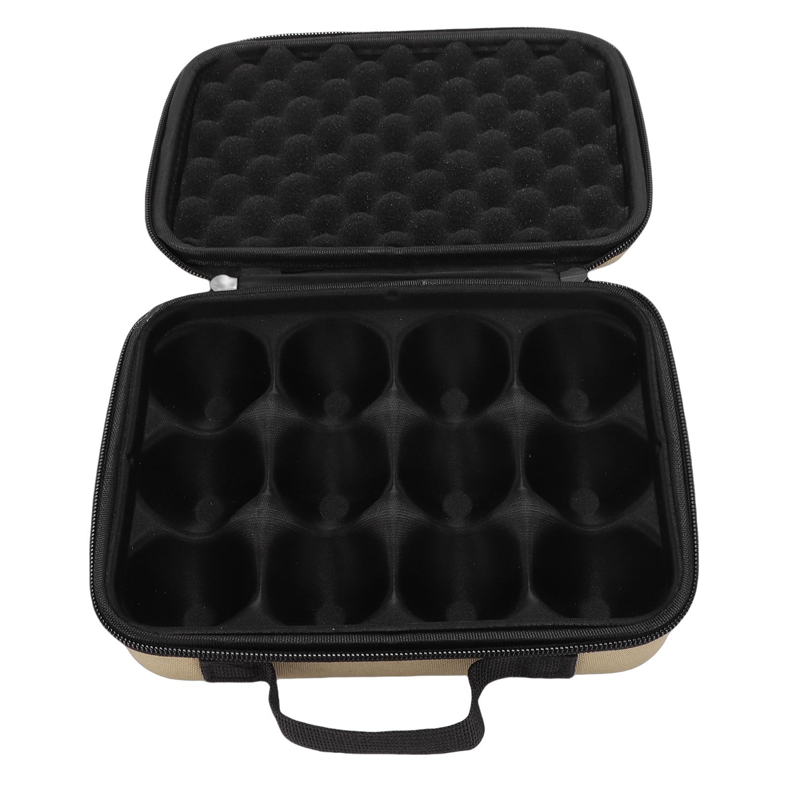 Yechiry 12 Grid Outdoor Egg Container, Portable Shockproof Egg Carrier with Zippered & Carry Handle Elastic EVA Interior for Camping Picnic Travel Home Use