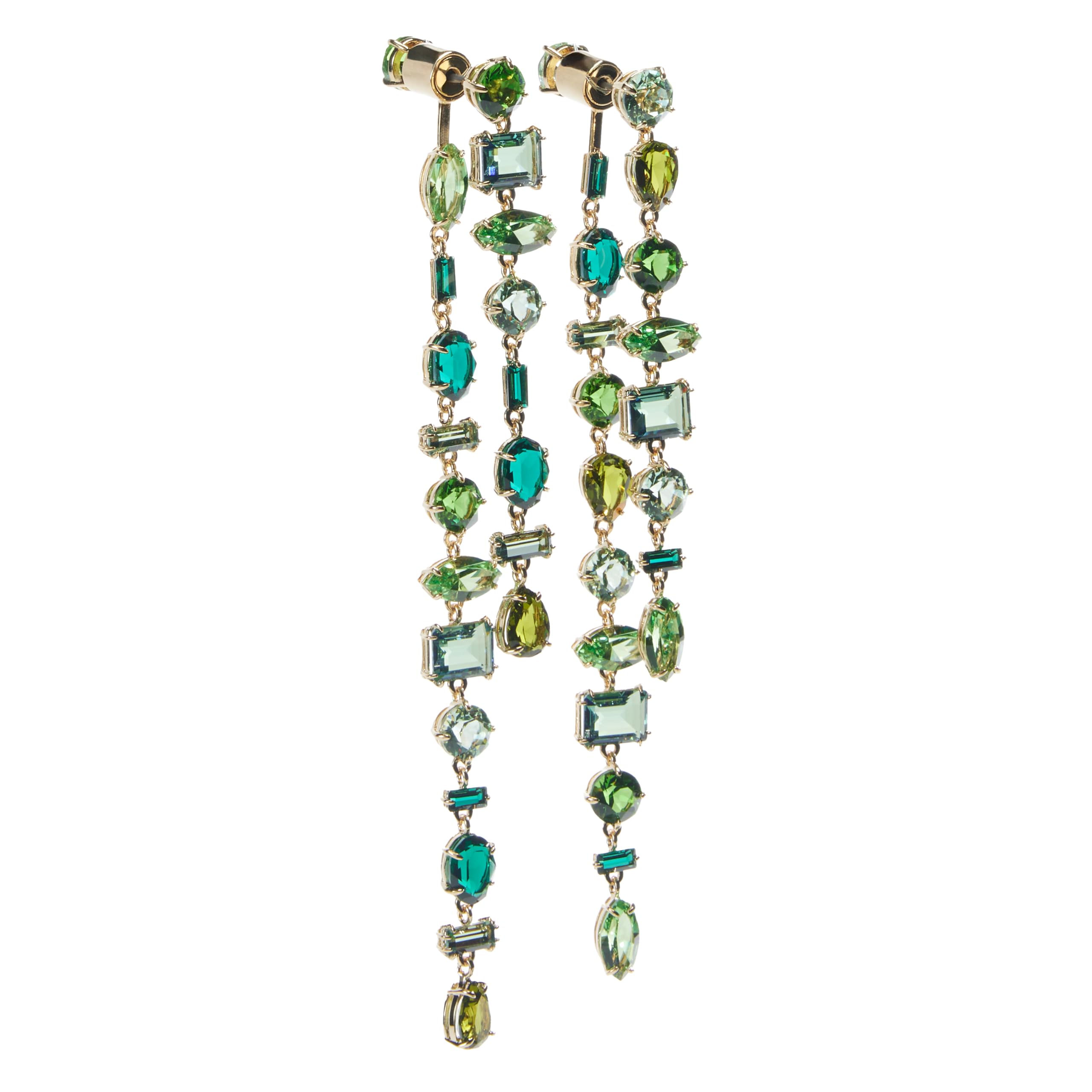 Swarovski Gema Drop Earrings, Multi-Coloured Crystals in a Gold-Tone Plated Setting, from the Gema Collection