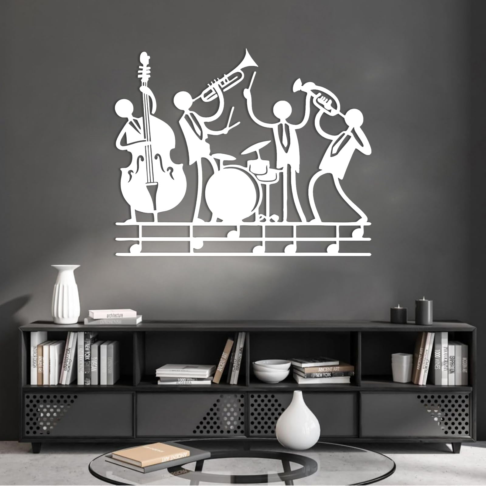Decorazione da Parete in Metallo con Musica Jazz Astratta Decorazione per La Stanza Musicale Studio di Musica Decorazione da Parete per Soggiorno Camera da Letto Regalo per Musicista