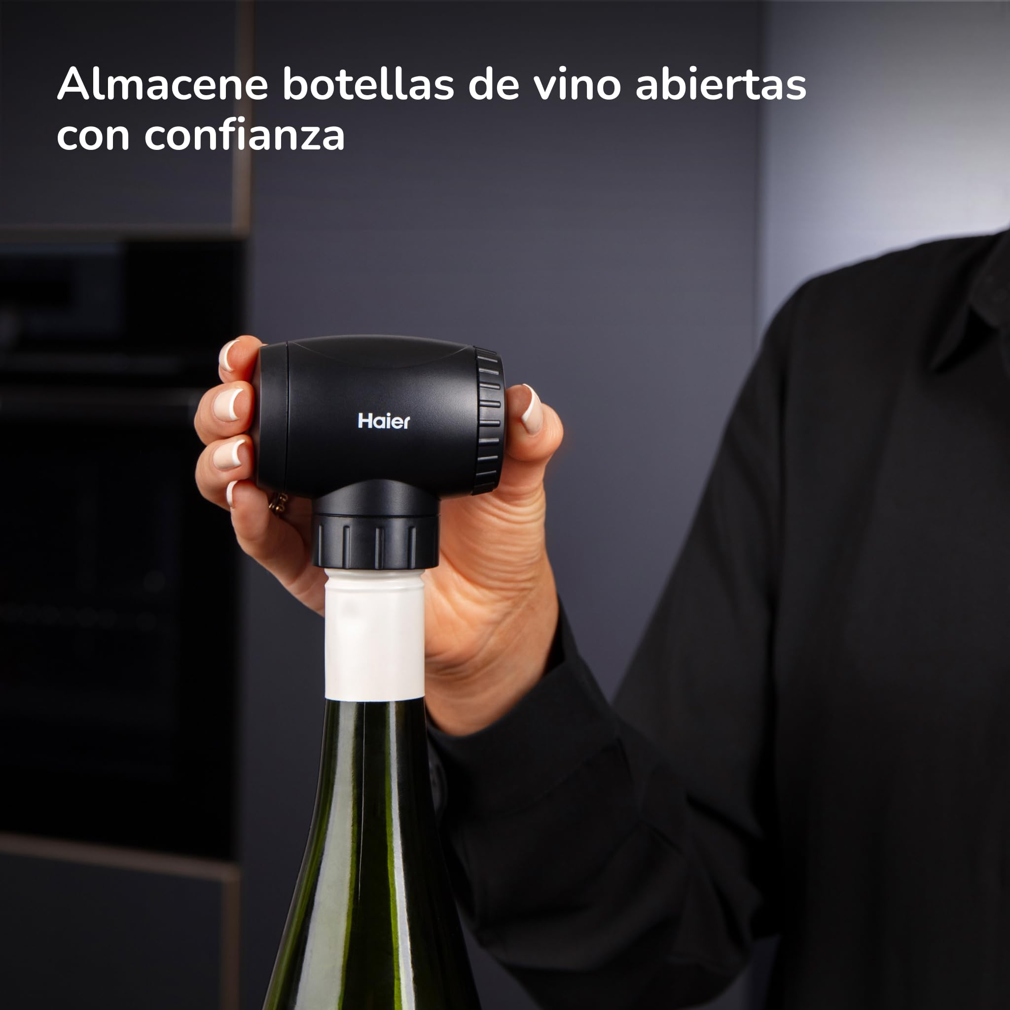 Sellador al vacío de aire para vino eléctrico Haier, conserva sabor y aroma auténticos, prolonga la vida útil de las botellas de vino abiertas hasta 7 días, regalo perfecta para los amantes del vino