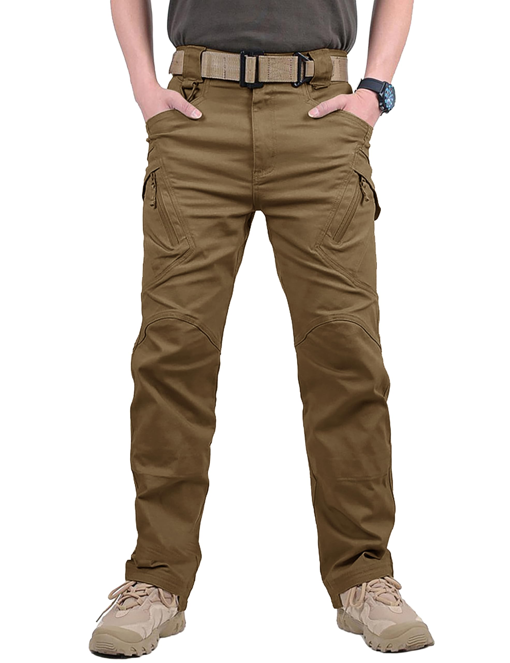 Magcomsen Men's Brown Cargo Work Trousers Outdoor Multi Pockets Military Army Tactical Pants Secturity Airsoft 38