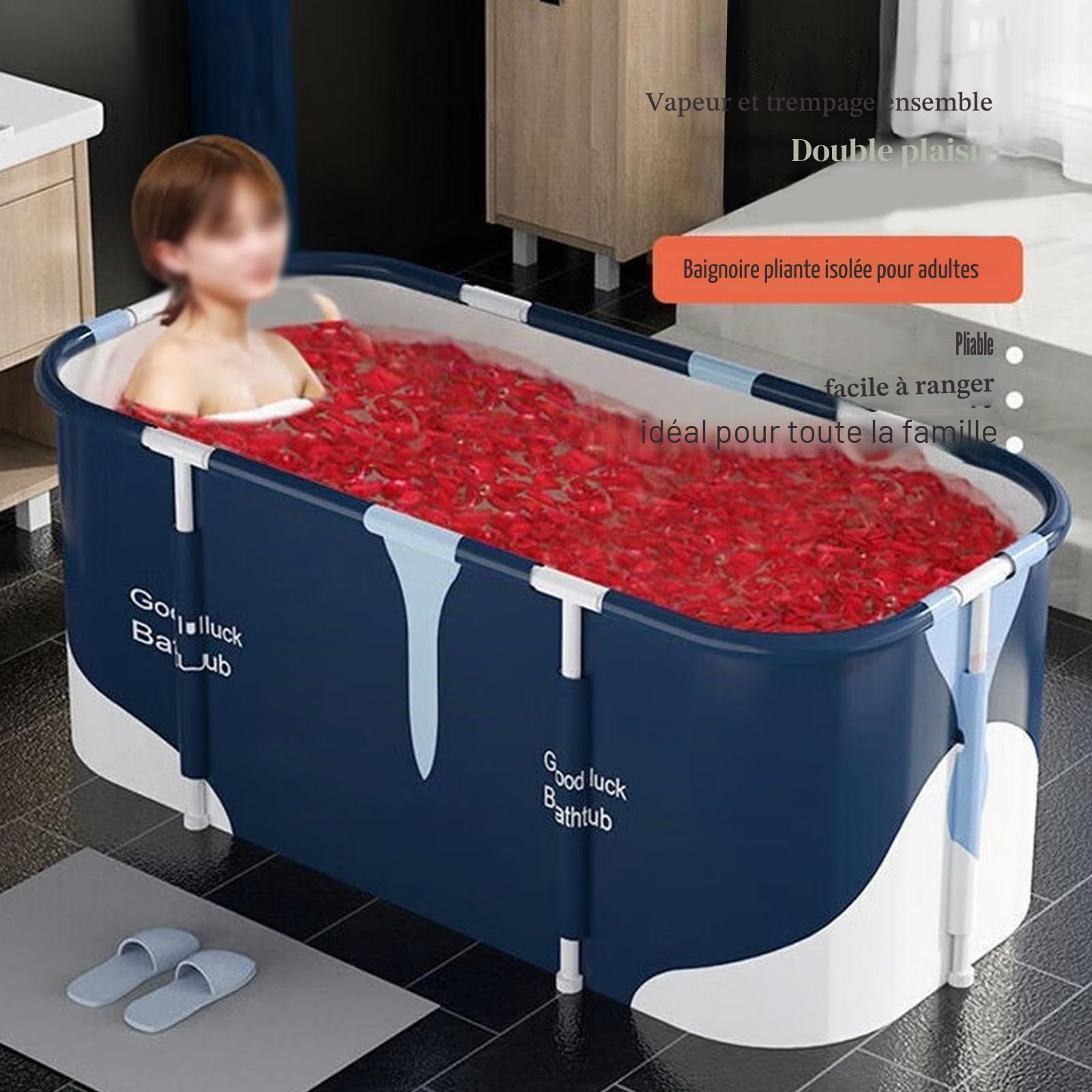 Baignoire pliable pour adulte de 140 x 60 x 50 cm - En matériau isolant à 6 couches - Maintien de la température pour la maison - Spa - Baignoire mobile pour adultes et enfants