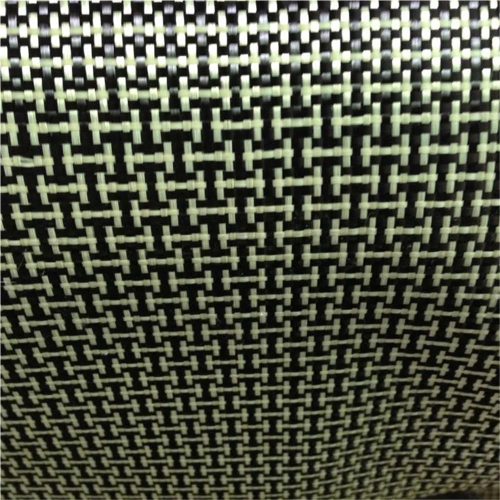 Gelbes Kevlar- und Kohlefaser-Mischgewebe, einfarbiges Hybrid-Carbon-Kevlar-Gewebe, 1100D / 3K, 200 g/m², 100cm X100cm