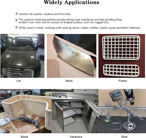 Miniatura 5 de Juego de 24 correas de lijado de 12 pulgada x 18 pulgadas, 4 de cada una de 80 120 240 400 800 1000, correas de repuesto para lijadora de banda de