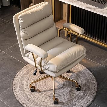 Executive Office Chair Mid Back Computer Chair Desk Chair, PU Leather, Adjustable Height, Swivel Task Chair with Padded Armrests and Rolling Wheels