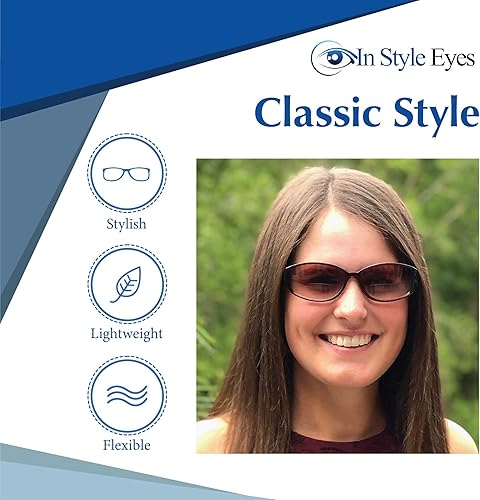 Miniatura 5 de In Style Eyes Elegantes lentes de sol bifocales con montura completa, montura completa, montura oblonga, lentes no polarizados, color tortuga, 1.0 x