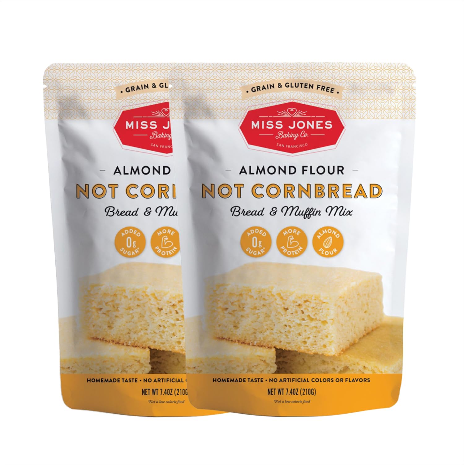 Miss Jones Baking Not Cornbread Muffin Mix - Almond Flour, Gluten Free, Low Carb, No Sugar Added, Naturally Sweetened Desserts & Treats - Keto, Diabetic, Atkins, WW, and Paleo Friendly (Pack of 2)