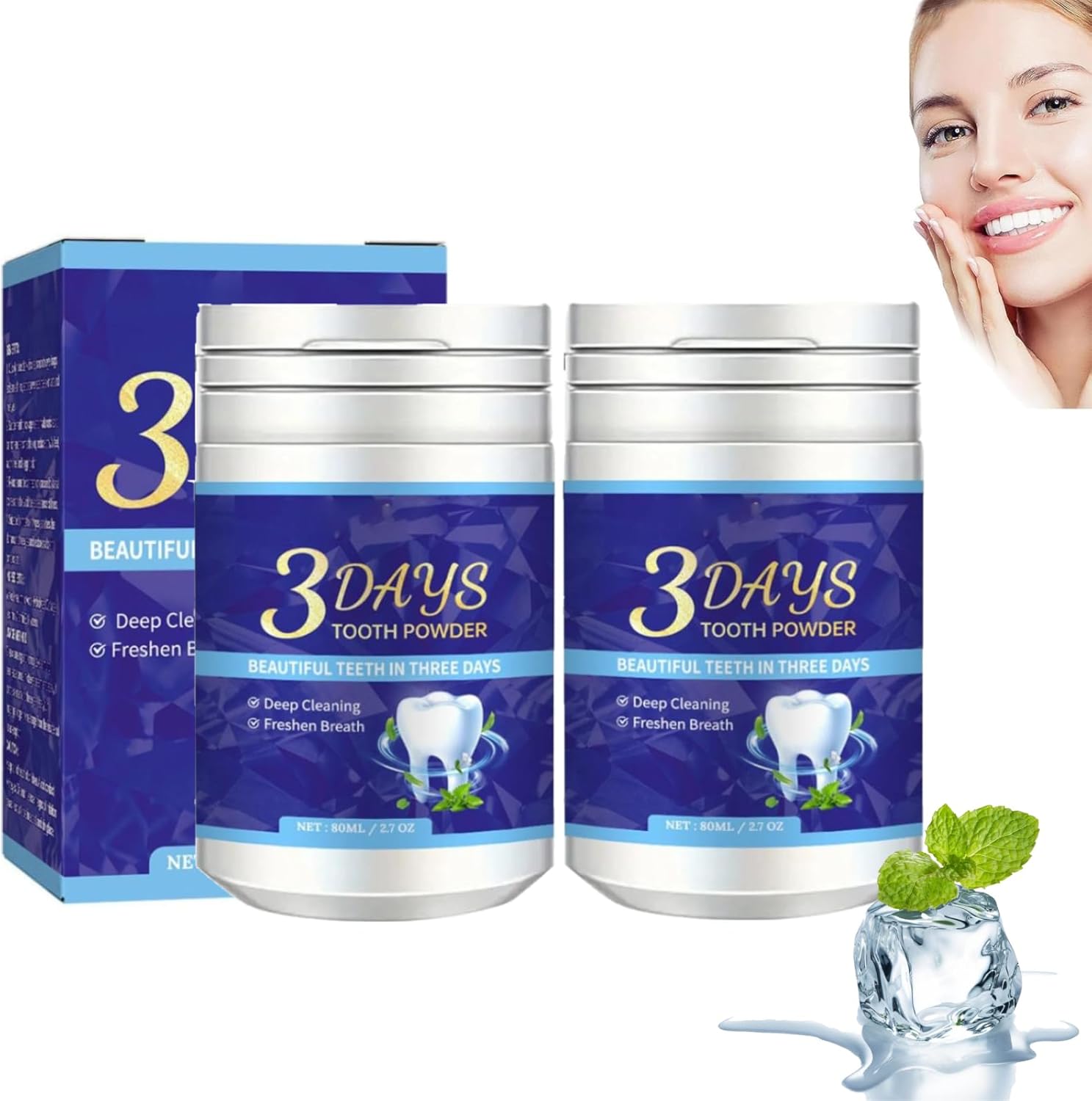 3 Days Tooth Powder, Teeth Whitening Powder, Bright Teeth