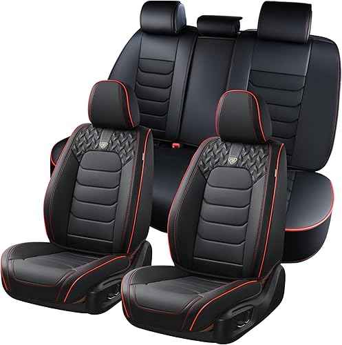 Miniatura 12 de FLORICH Funda de Asiento de Automóvil para Asientos Completos con Cuero Impermeable, Protectores de Asiento de Automóvil con Bolsillo de 2-Línea