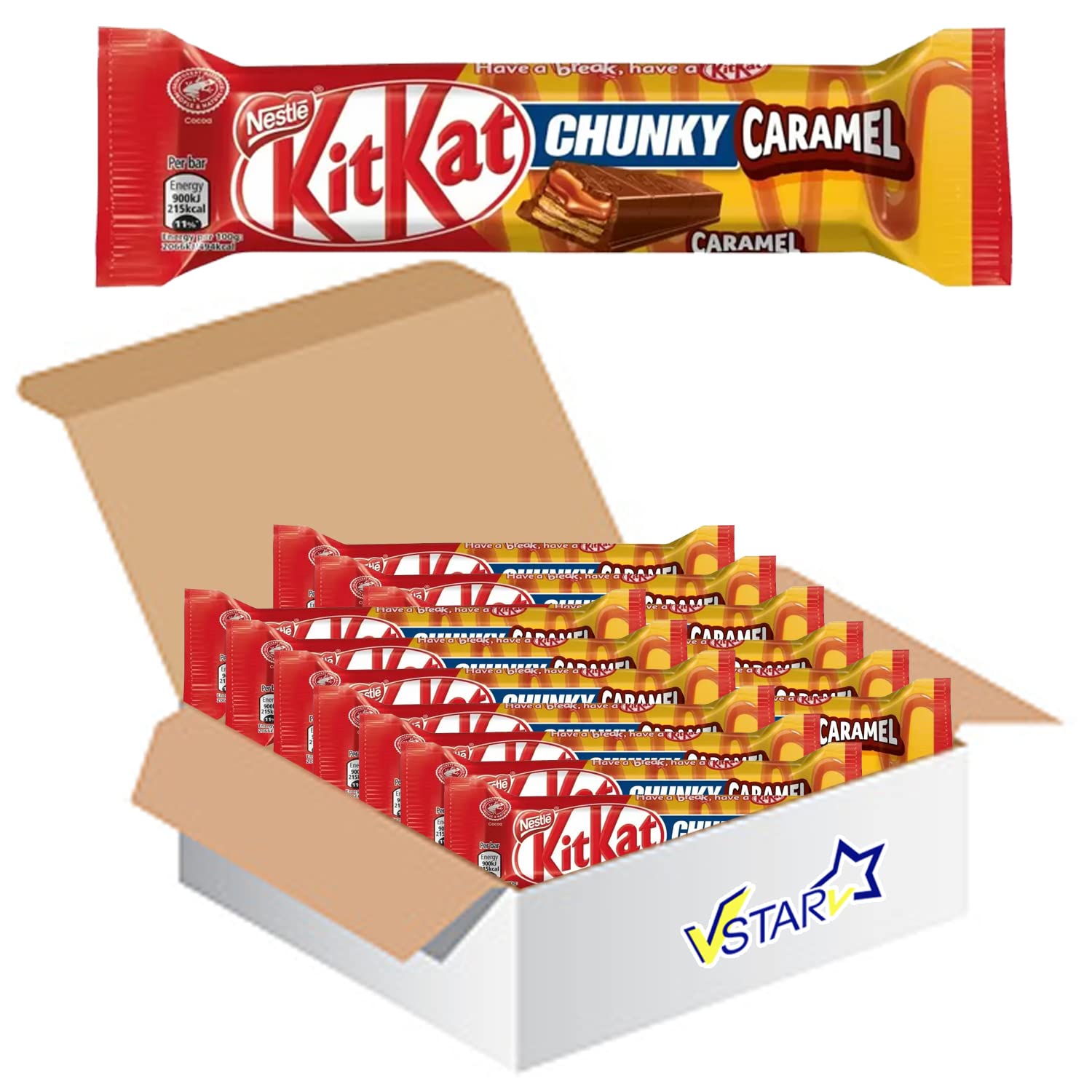 VSTARAll Chocolate Bars Collection (Kit Kat Chunky Caramel Bars 43.5g, Full Box), 1.0 count