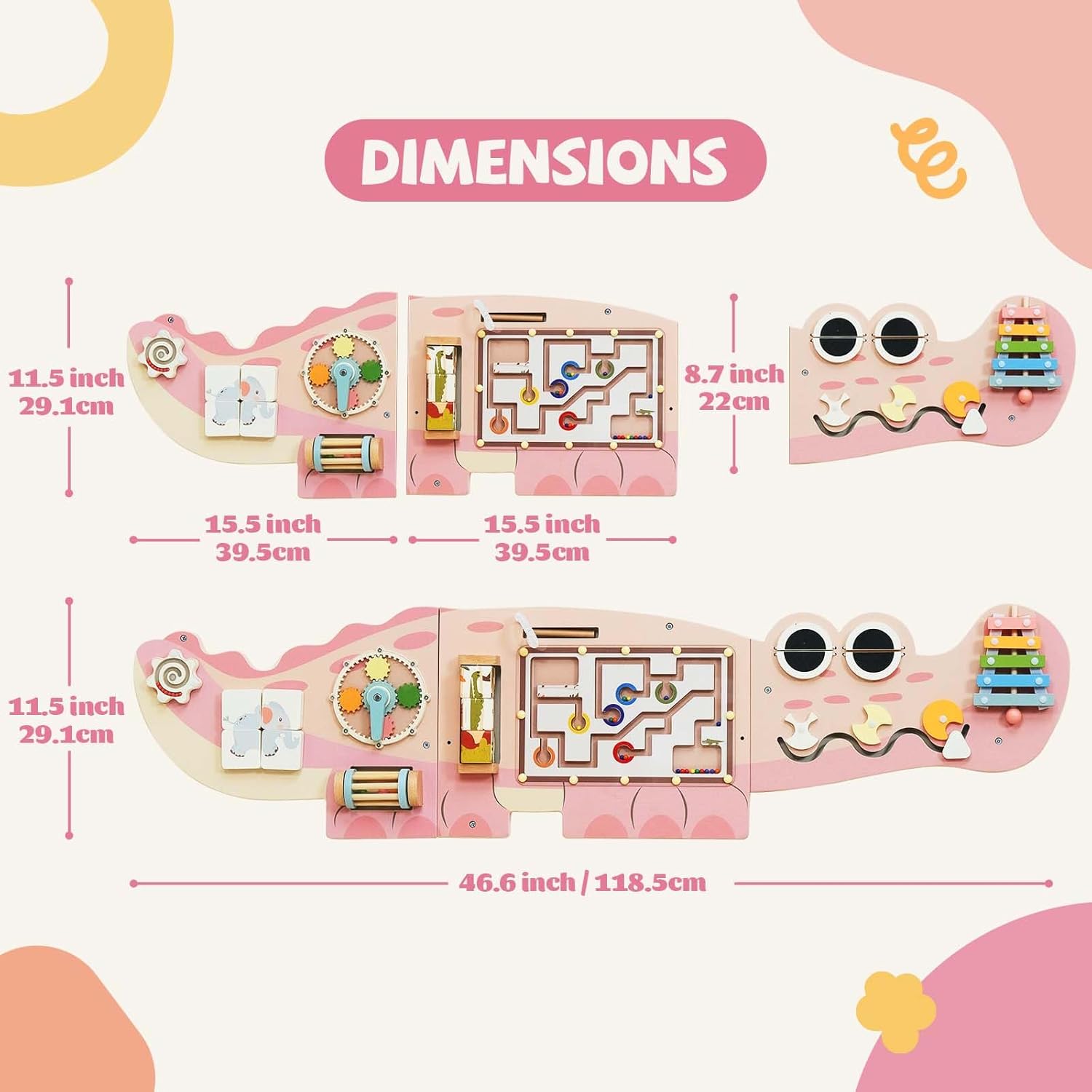 Potatomato Montessori Wall Busy Board for Toddlers-Learning Activity Center for Kids-Educational Decorative Wall Panel for Fine Motor Skills -Autism Sensory Toys-Birthday Gift for Baby Boys&Girls