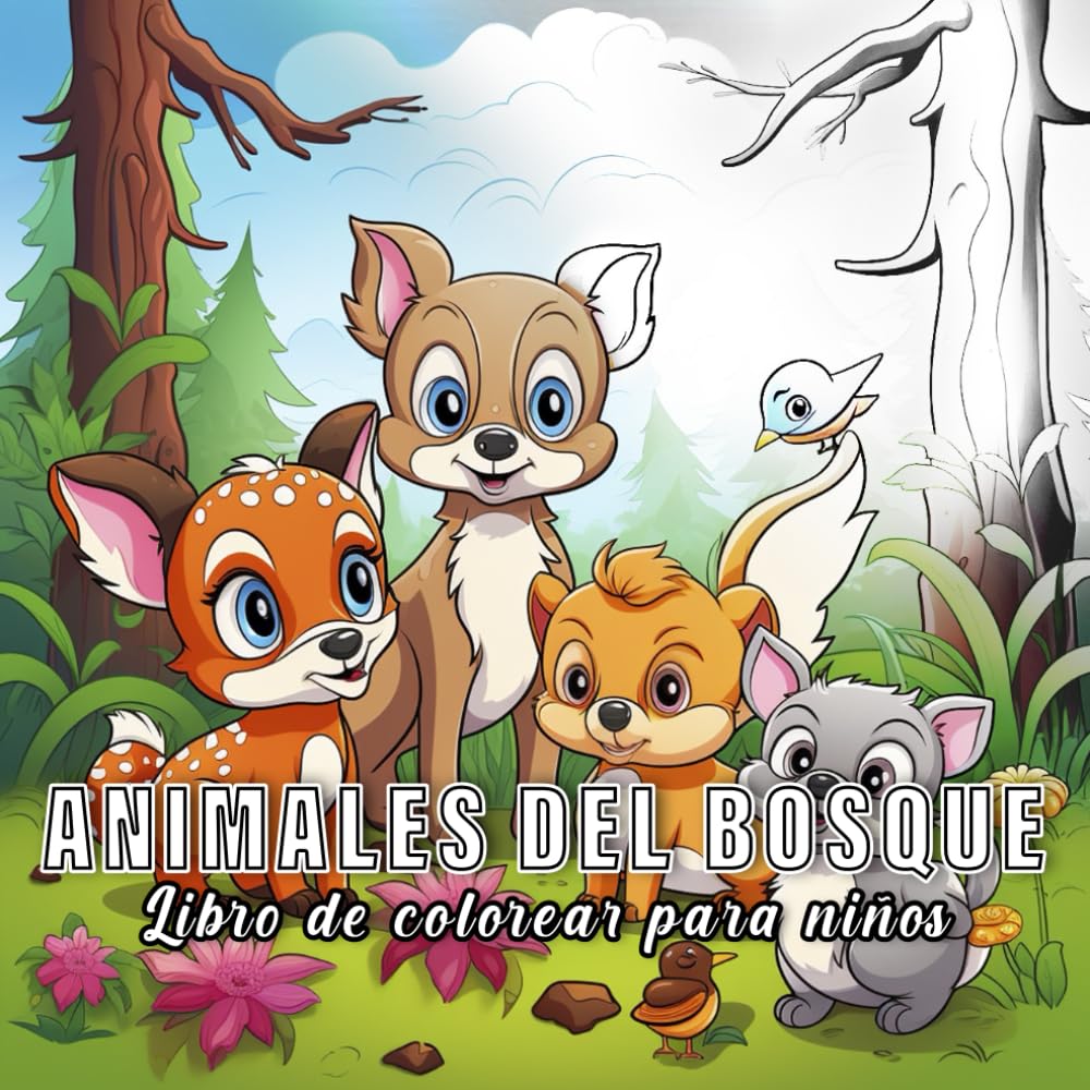 Animales del Bosque: Libro de colorear para niños con 60 bocetos de animales del bosque. (Pequeña Naturaleza)