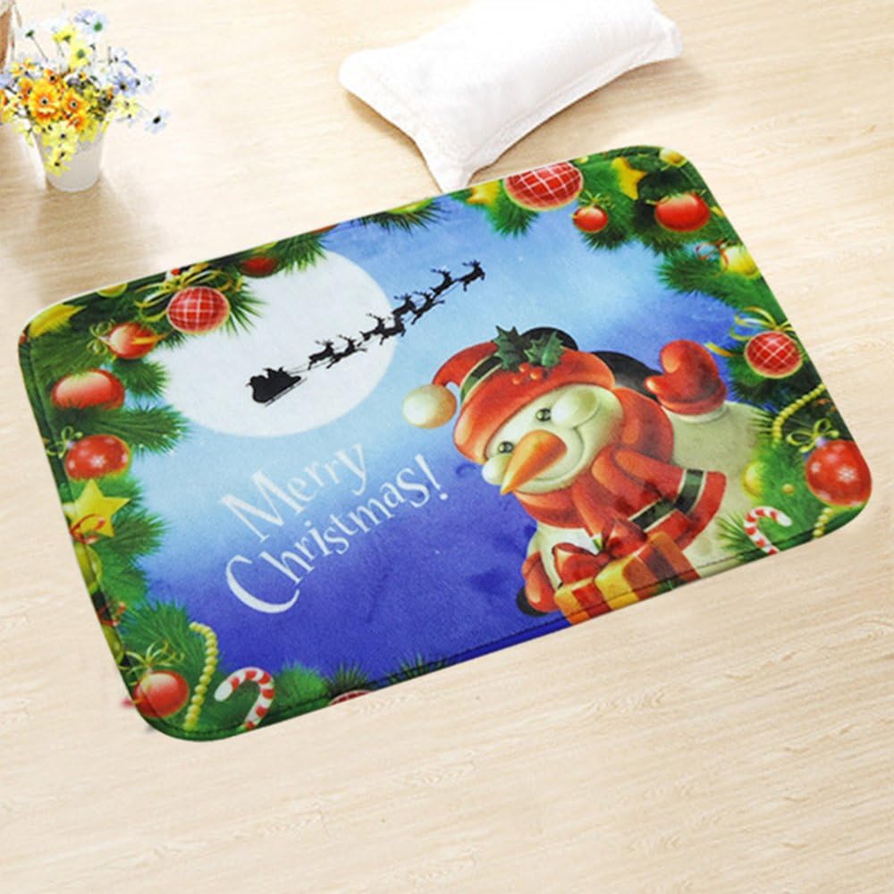 JIAN YA NA Christmas Bath Toilet Mat Non-Slip Area Rugs Carpet Doormat Floor Mat - Absorbent Mats Bathroom Rug Bedroom Living Room Kitchen, Bed, Car Seat(Christmas Snowman)