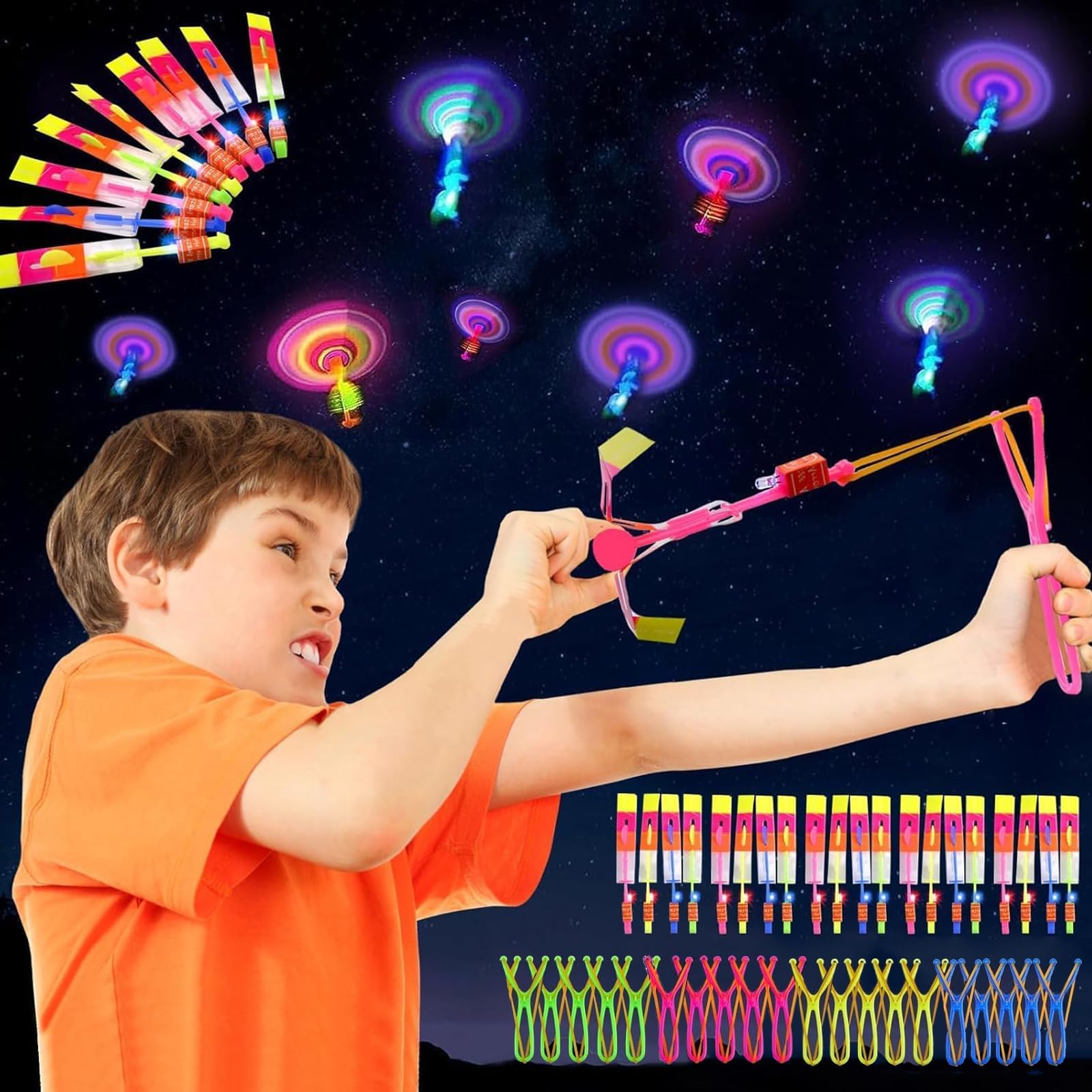 FYKZQWDS 20 Pcs Flying Toys, Rocket Launcher for Kids, Flying Helicopter Toy With Light for Birthday Party Kids' Party Favours