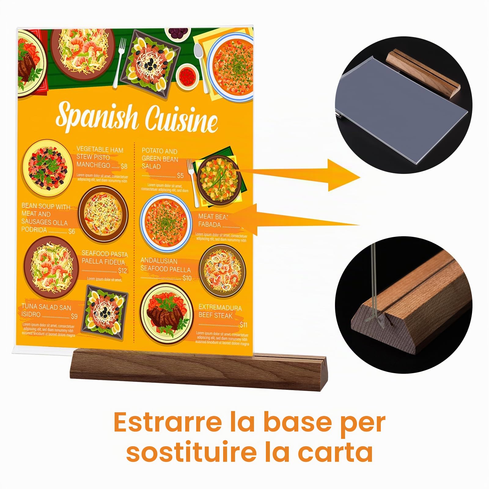 Srvnpioy 10 Pezzi Espositori A4 in Plexiglass, Porta Menu da Tavolo A4 in Acrilico, Supporti menù A4 Portafoto, Porta-avvisi da tavolo per Ristoranti, Hotel, Scuola, Ufficio, Negozi, Promozioni