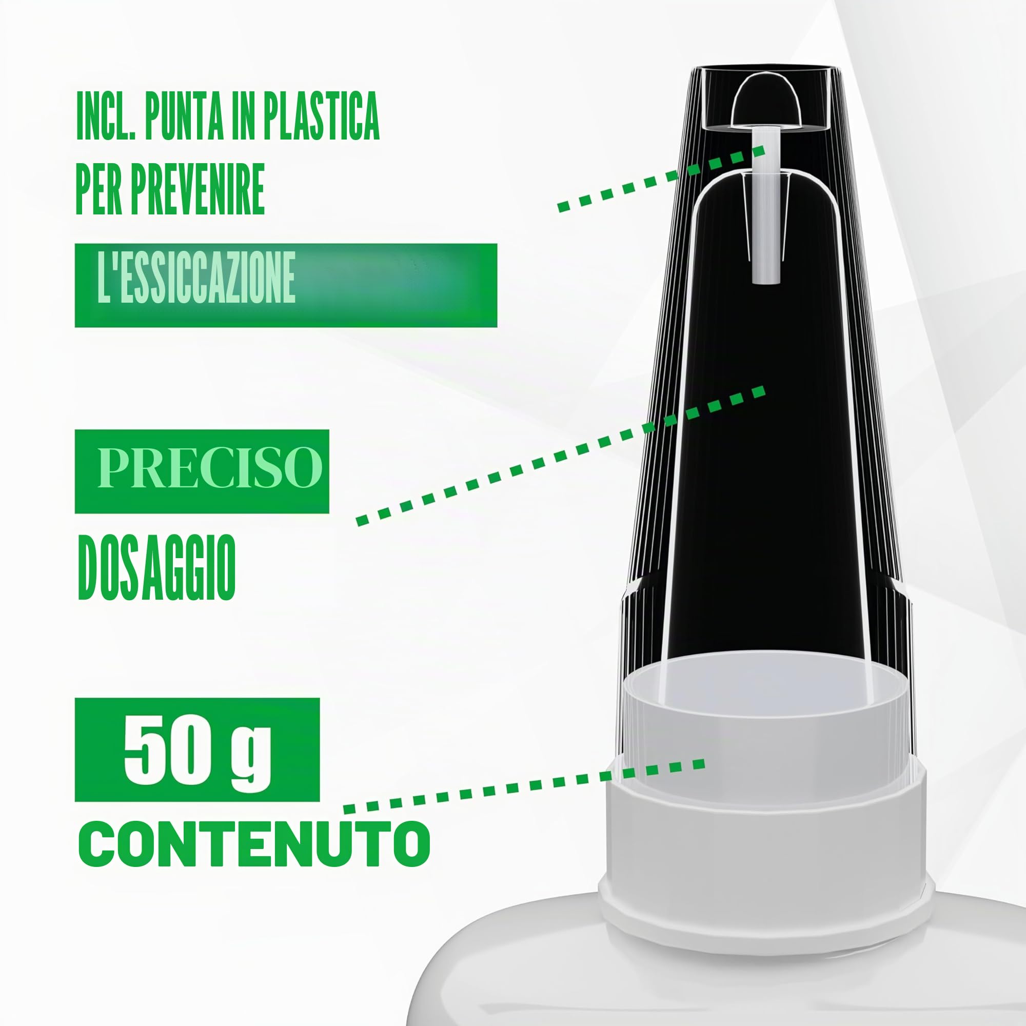 Colla istantanea liquida per plastica extra forte – KRAFTPROTZ XXL 50 g – trasparente, impermeabile e resistente al calore – punta anti-secco – adesivo per plastica, acrilico, ABS, PVC