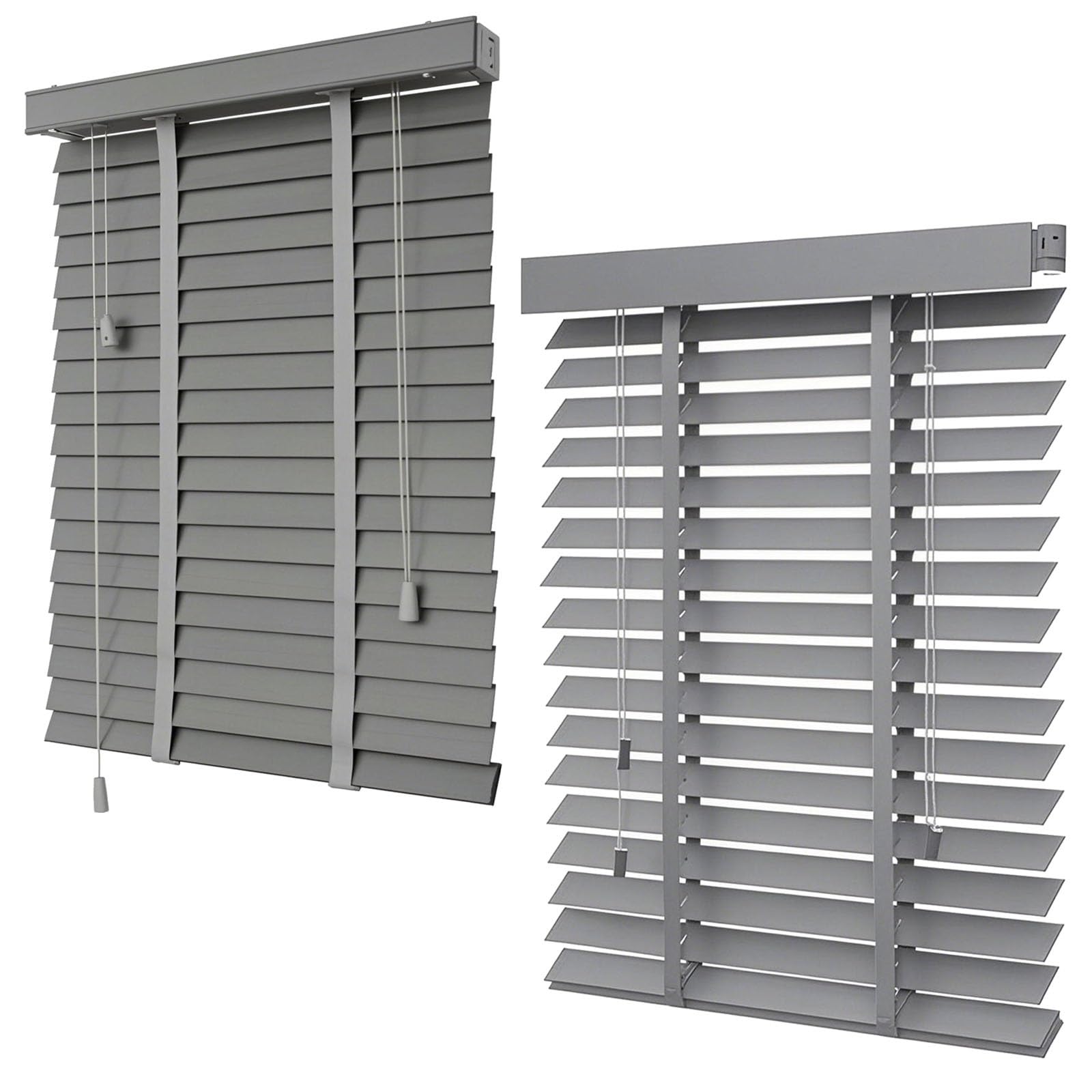 Wzdxfnld Grey 5Cm Slats Solid Wood Blinds, Horizontal Wooden Venetian Blinds 30Cm 60Cm 70Cm 80Cm 90Cm 100Cm Wide, Light Filtering Window Shades Can Mounted Inside Or Outside(Grey)