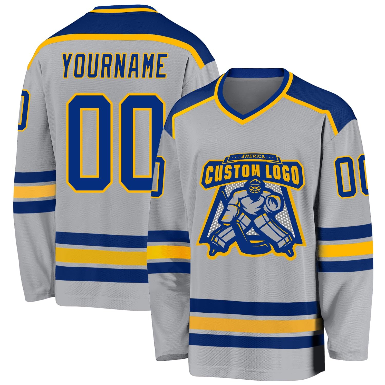 Custom Name Number White Black-Orange Hockey Jersey, Personalized Team V-Neck Sports Hockey Jersey for Men Women Youth