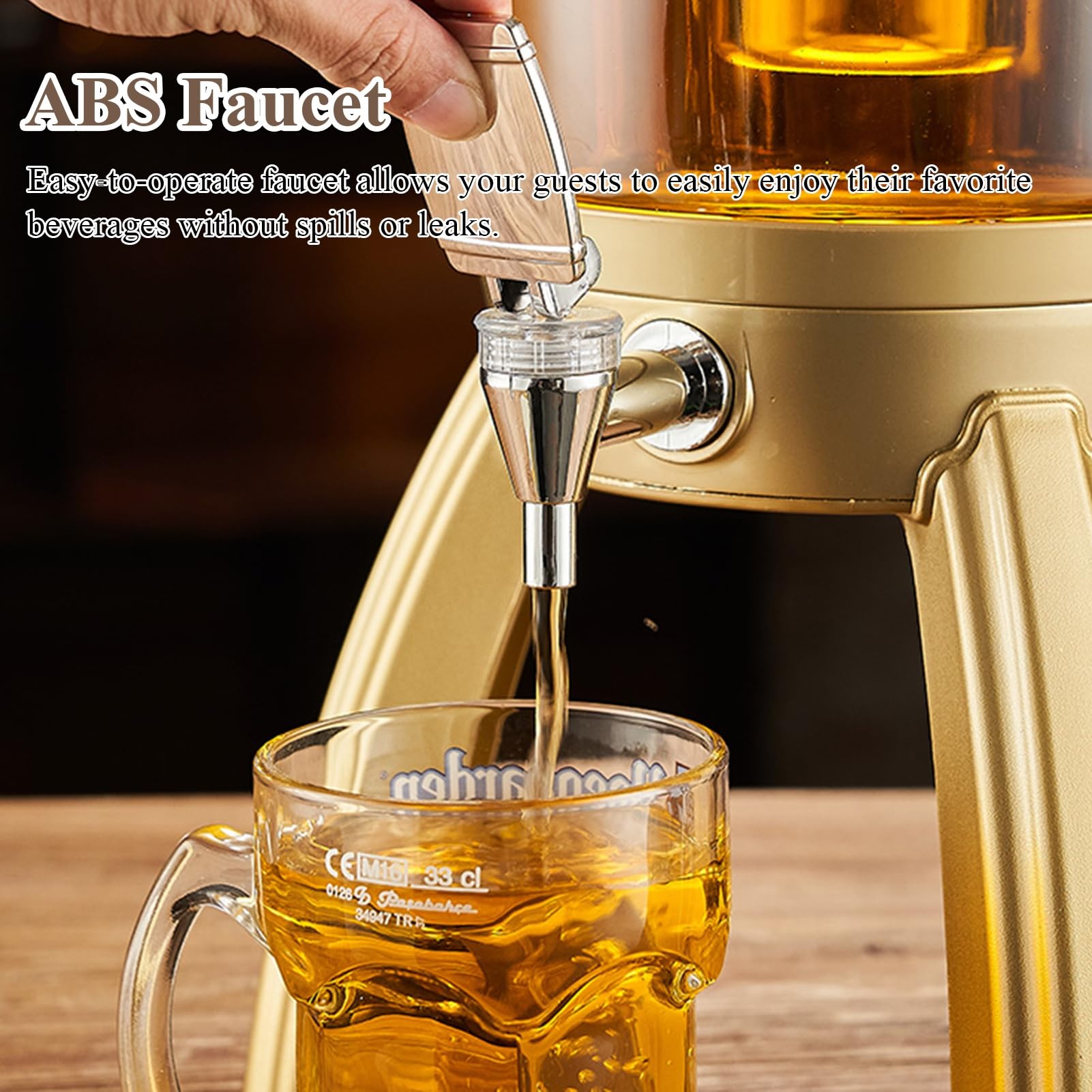 UrbanUp Dispensador de Cerveza Torre de Cerveza con Soporte Desmontable, Dispensador de Bebidas para Mimosa, Torre de Bebidas de 3 L para Mimosa, Enfriador de Bebidas Transparente y Brillante(Silver)