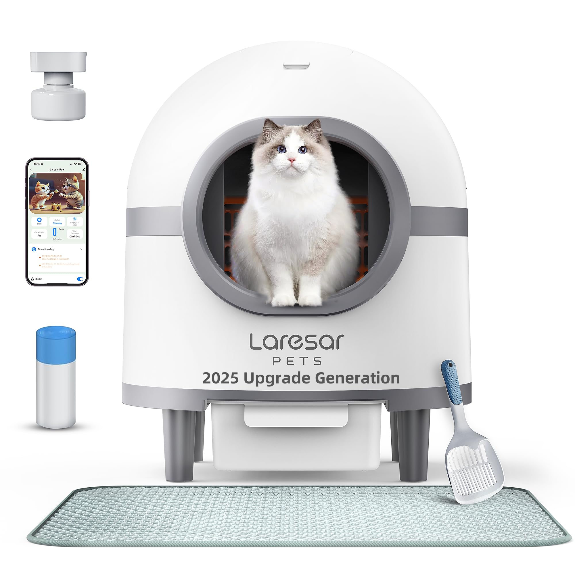 Scoop-Free Self Cleaning Litter Boxes for Multiple Cats, Smart Litter Box with App, Automatic Cat Litter Box Self Cleaning, Safe Cat Crystal Solution