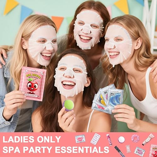 Miniatura 4 de 144 piezas de suministros de fiesta de spa para mujeres, los recuerdos incluyen máscaras faciales, cuidado de la piel, crema de manos, bálsamo