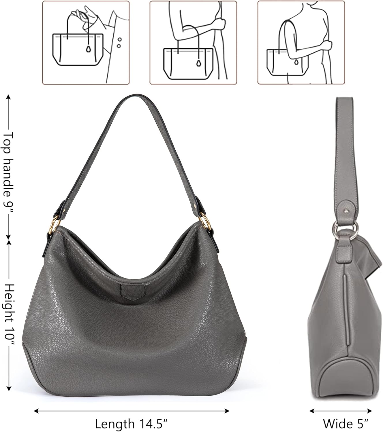 Hobo Bag for Women Shoulder Crossbody Purse Work Daily Handbags with Adjustable Strap - Image 4