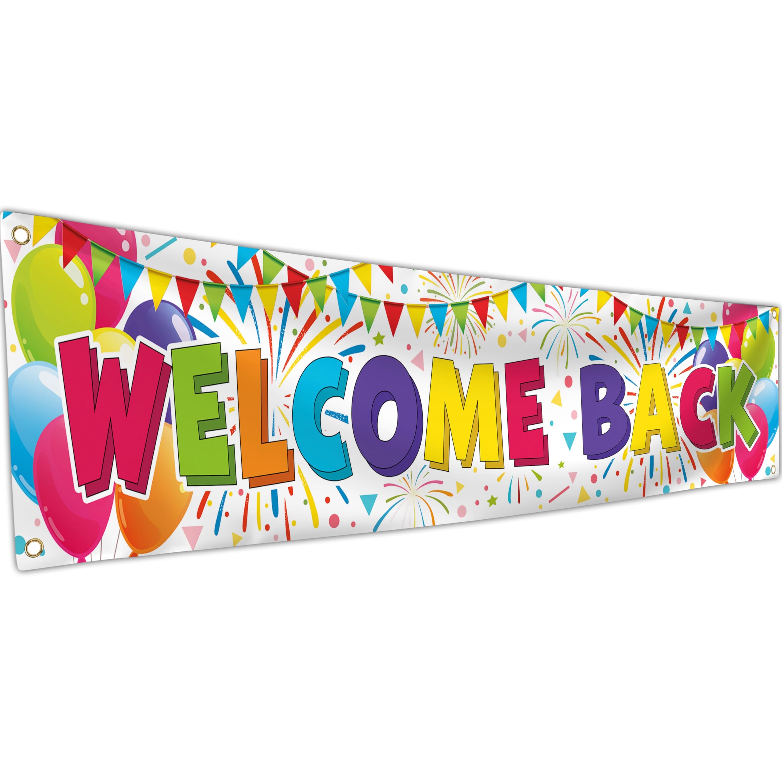 Welcome Back Banner - Welcome Home Banner - Welcome Home decorations - 180 x 40cm with picture of Welcome Home Balloon - We Missed You So Much Banner (White)