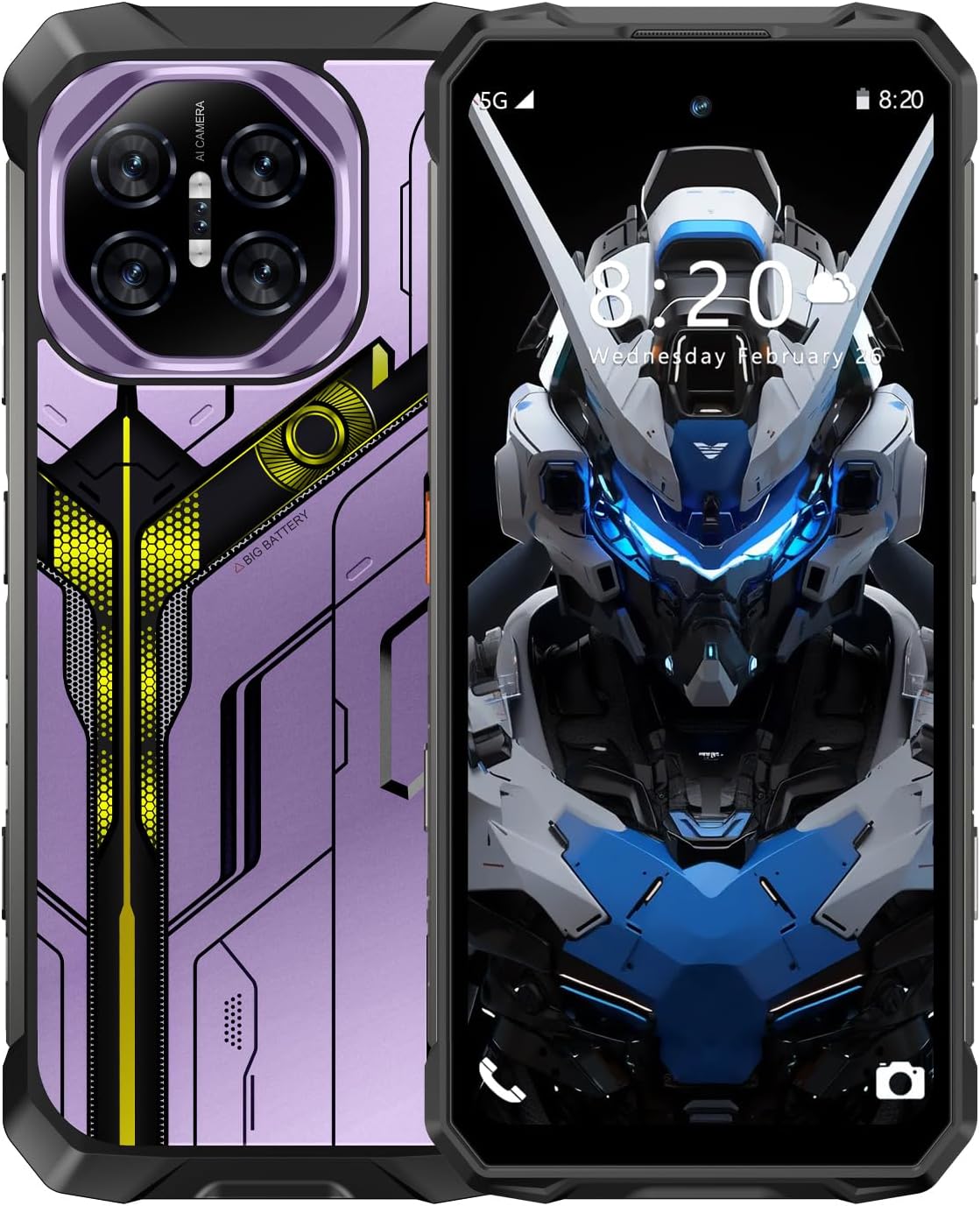 Xone pro Rugged Smartphone Unlocked, 7.0" HD Screen Android 14 Battery 16800mAh Unlocked Phone, 32GB+256GB+TF 256GB Rugged 5G Cell Phone, 108MP/IP68/IP69K/Dual SIM/Face ID/NFC (Lavender Purple)