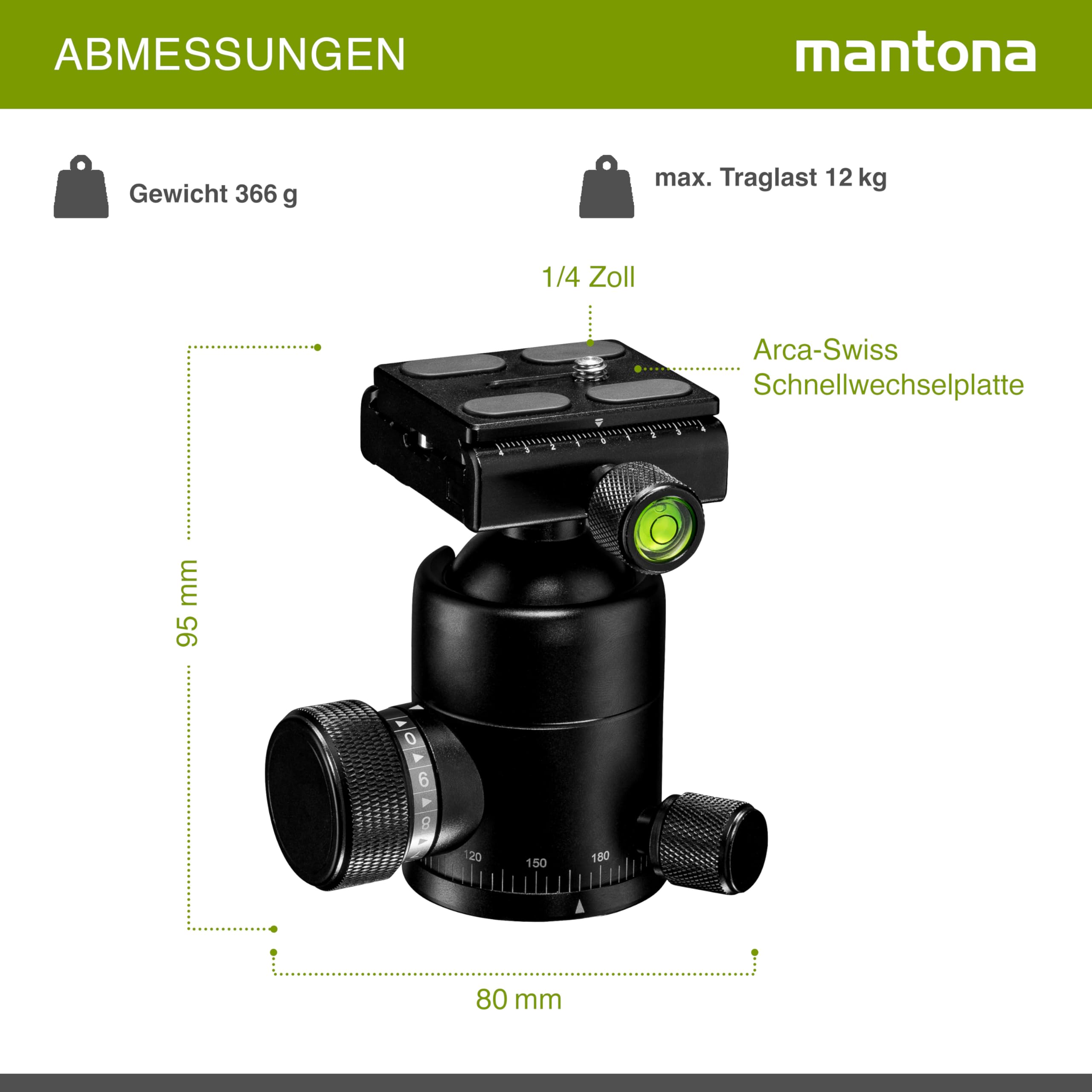 Mantona Onyx 12 Kugelkopf (M1-3612A) – Bild 3