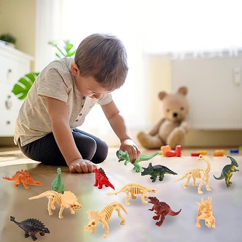 Miniatura 6 de UPINS 24 piezas de juguete de esqueleto de dinosaurio de 3.5 pulgadas surtidas figuras de dinosaurios y esqueletos fósiles de dinosaurios con caja