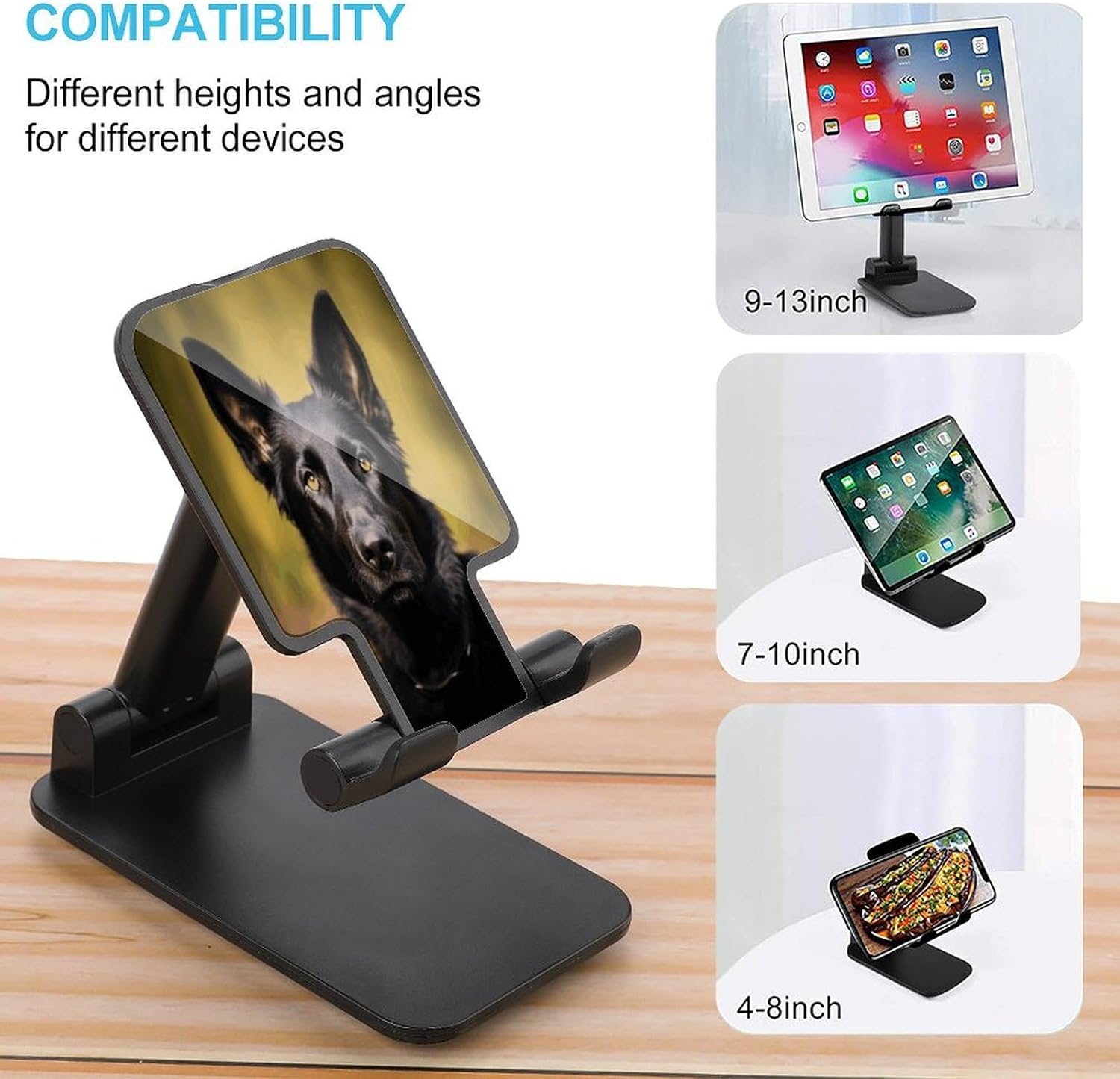 Black German Shepherd Dog Folding Cell Phone Stand for Desk image 3