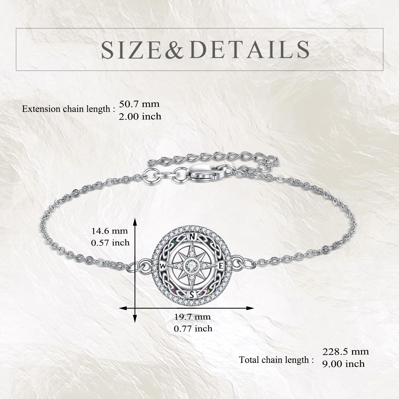 KZX Kompass Armband für Frauen aus 925er Sterlingsilber mit Abalone-Muschel Kompass, Geburtstags-Schmuckgeschenk für Ehefrau, Schwester, Freundinnen