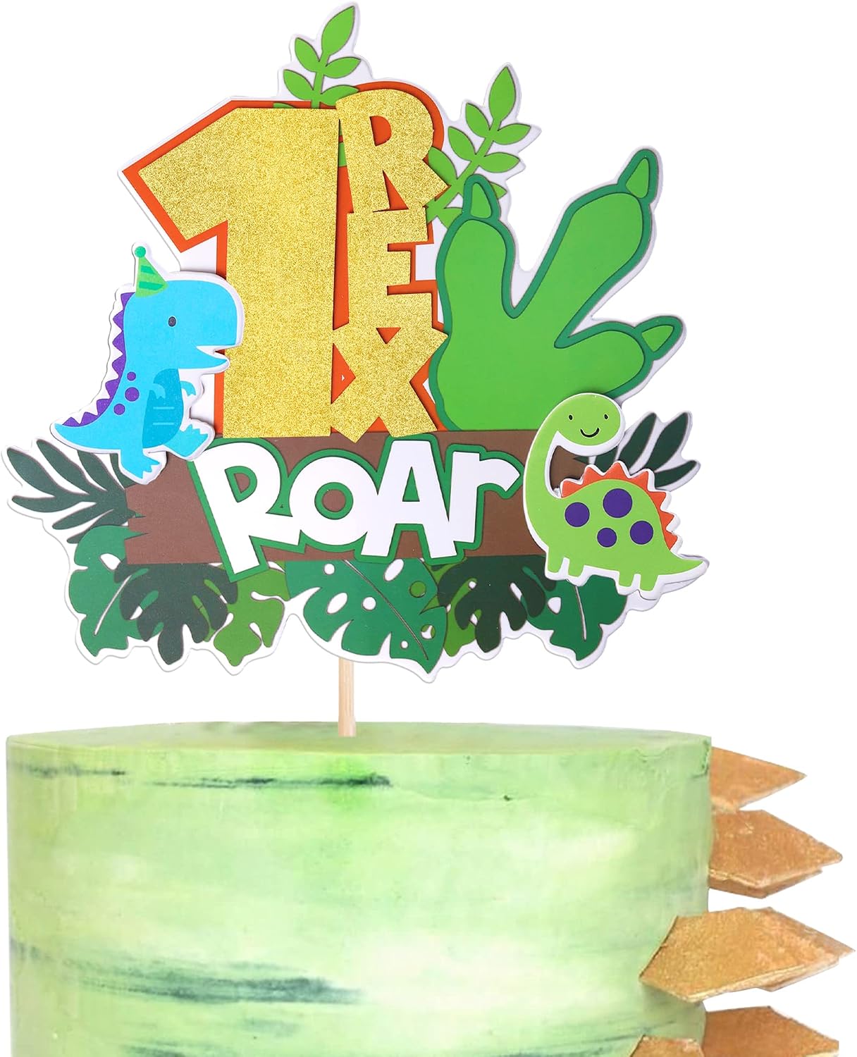 Amazon.com: Rsstarxi 1 Pack Dinosaur 1st Birthday Cake Topper with Claw ...