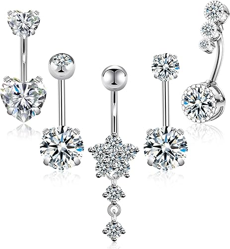 UHIBROS Piercing de ombligo de acero quirúrgico para el ombligo, 14 G, anillo para el ombligo, anillo para el ombligo, joyería para piercing de