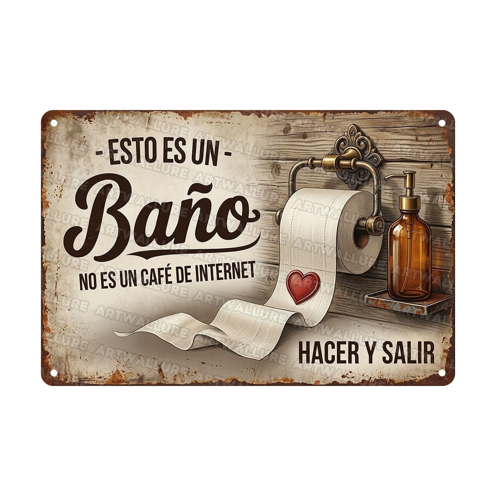 Bathroom Sign Funny Wall Decor Esto Es Un Bano No Es Un Cafe De Internet Hacer Y Salir Art Decor Adults Roommates Restroom Guest Bath Washroom Toilet 8x12Inch