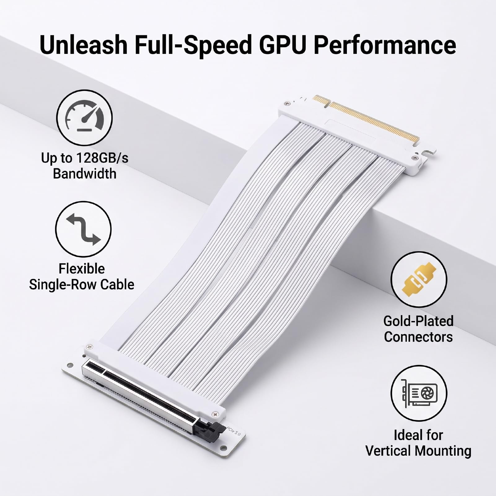 Kabel Riser PCIE 5.0 X16, Pionowy montaż Karty Graficznej 128 GB/s