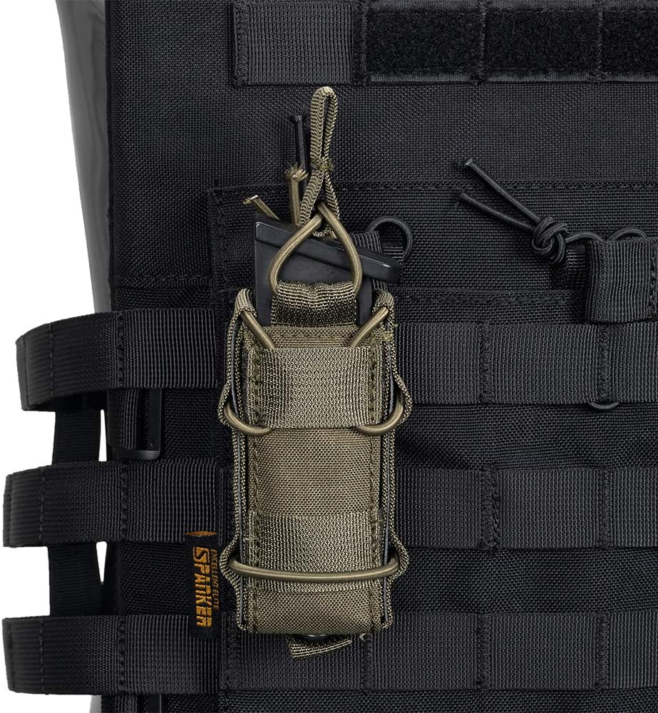 EXCELLENT ELITE SPANKER Single Pistol Mag Pouch Flashlight Holder Tactical Flashlight Pouch Magazine for Glock19 M1911 Magazines(RGN) - Image 5