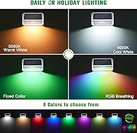 Vista 6 de Luces solares para valla, 8 modos, blanco cálido, blanco frío y RGB, luces solares para cubierta al aire libre, impermeables, energía solar, luces