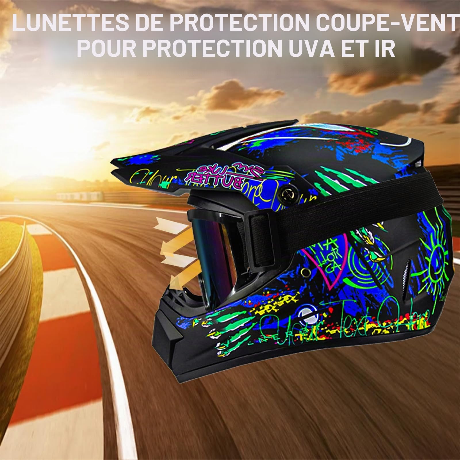 Casque Cross pour Enfants et Adultes, Casque Moto Cross Casques de Motocross avec Gants Lunettes Masques, Casques VTT Integral pour Quad Bike Vélo De Montagne Dot Certification