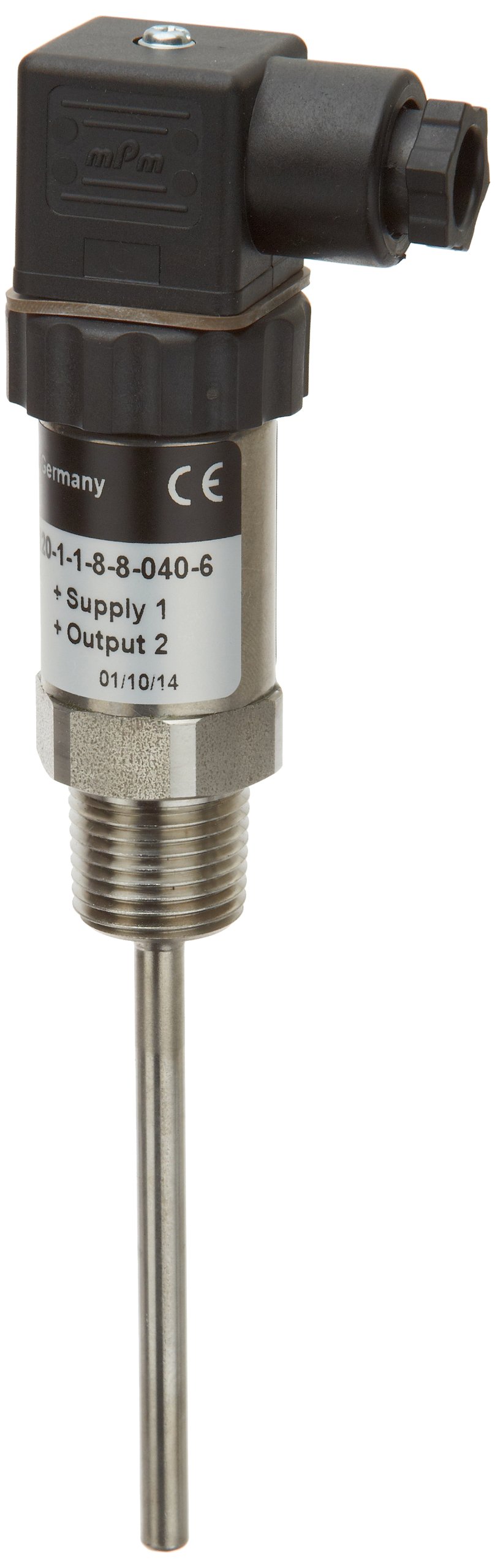 800 Series Temperature Transmitter, -40/120°F Temperature Range, 4-20mA Output, 1/2 NPT Process Connection, Hirschmann Connection, 4 in Stem, 6 mm Diameter