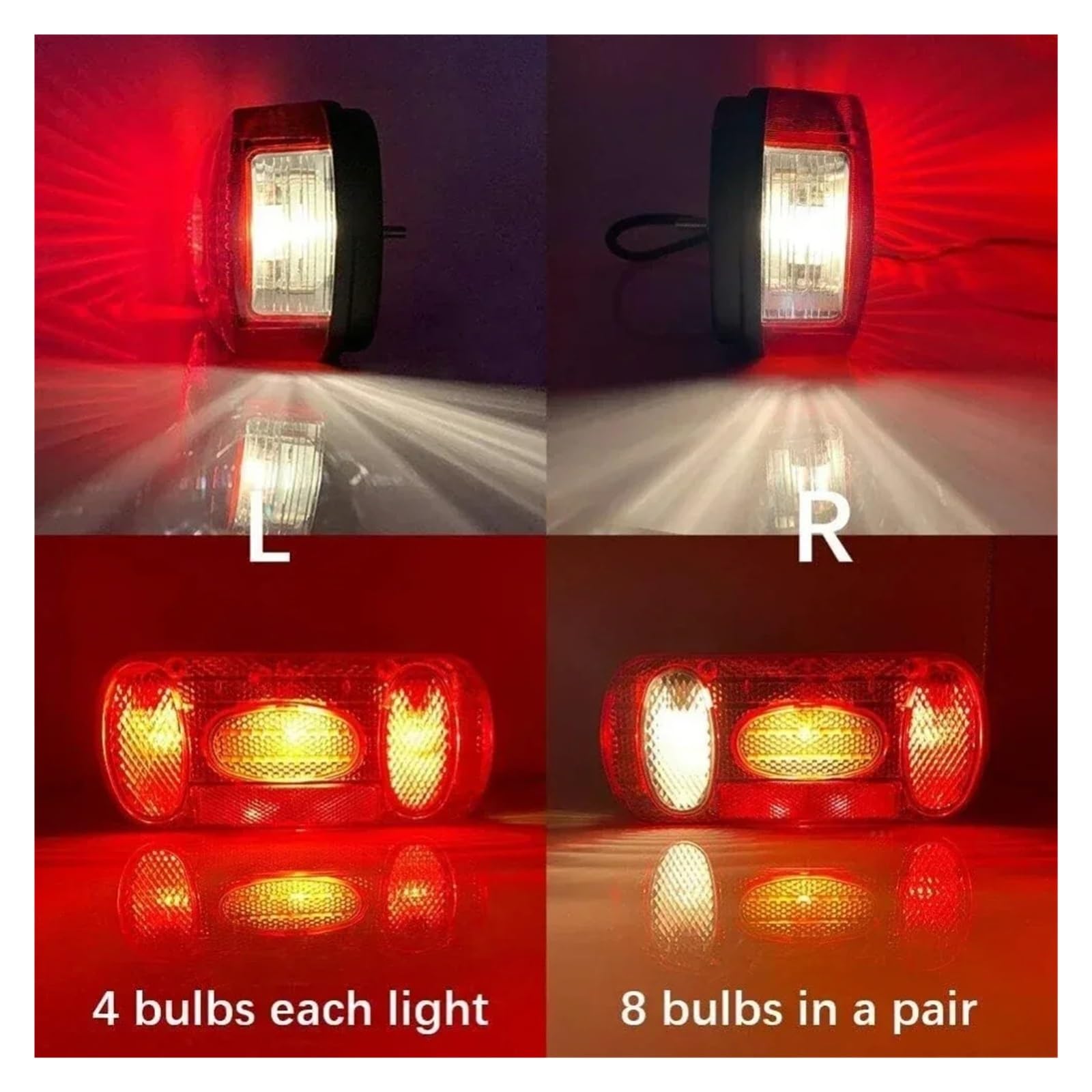 Genérico Luz trasera 2x 12V 5 funciones juego de luces traseras freno parada para señal lámpara reflectora matrícula