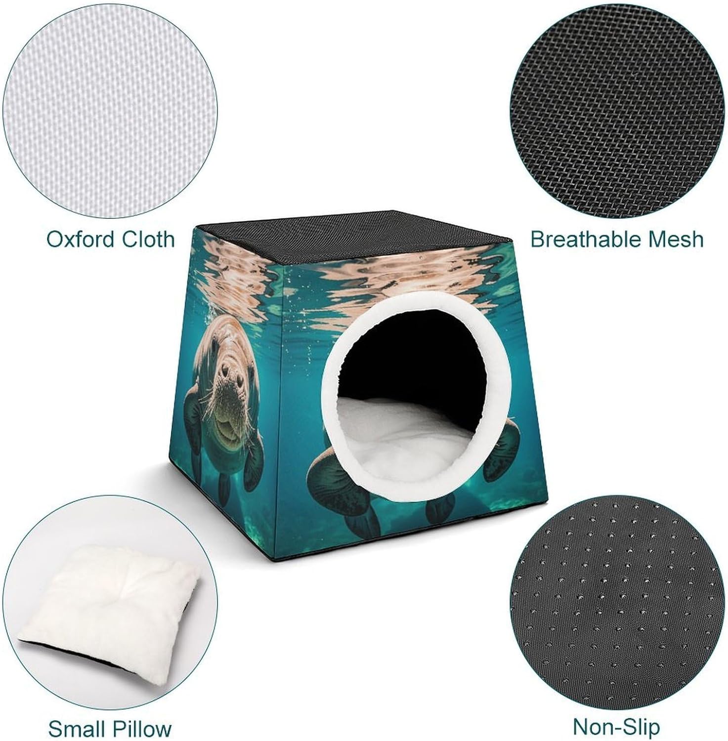 Stylish and Durable Small Pet Beds, Manatee Animals Printing and Pet Tents are Perfect for Pet Play