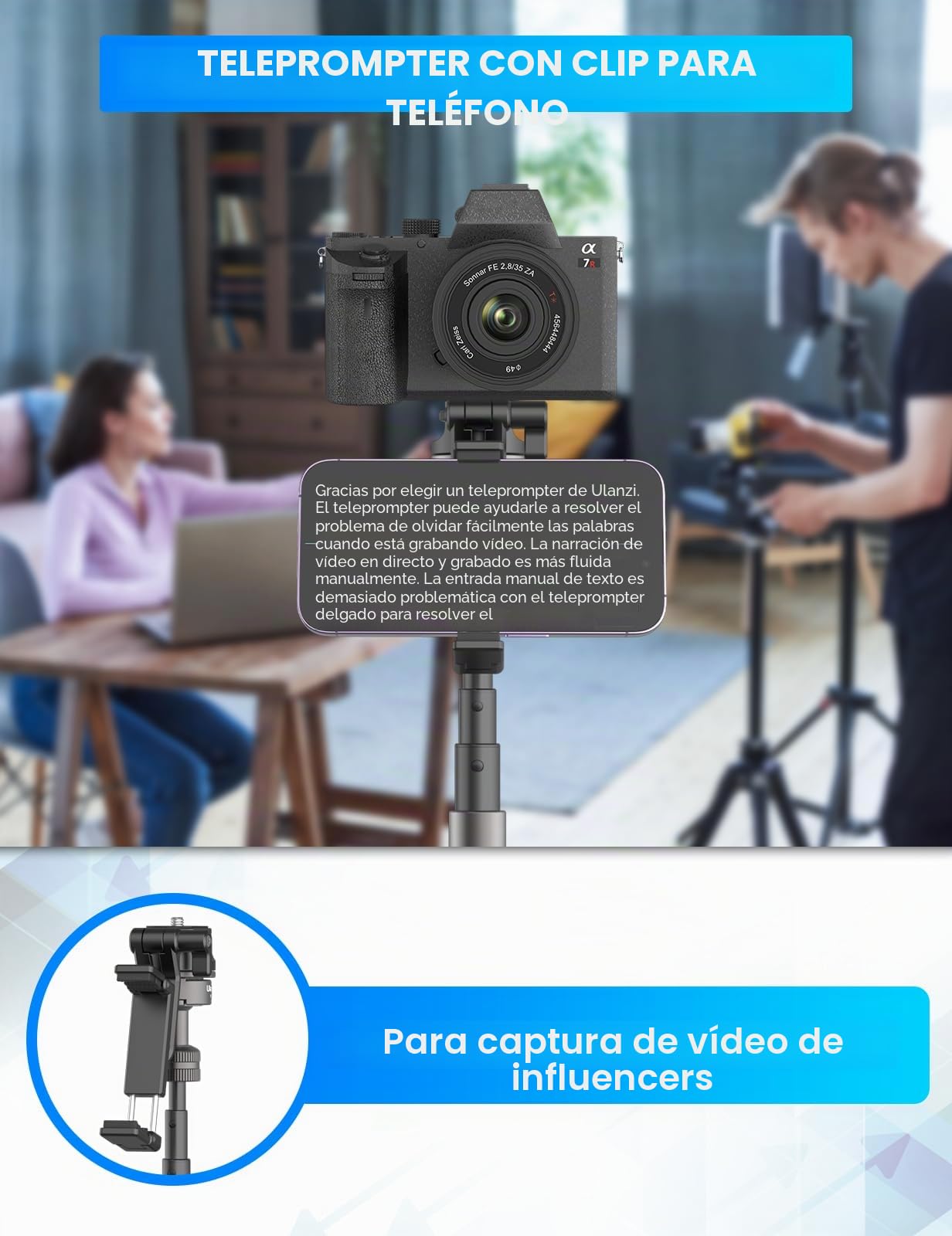 ULANZI MT-63 Mini trípode para teléfono, trípode de cámara extensible de aleación de aluminio plegable portátil de 57 pulgadas con clip para teléfono 2 en 1, trípode ligero de viaje con cabeza de bola