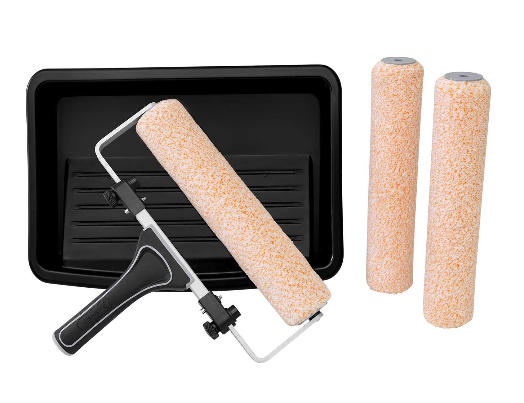 ROLLINGDOG 12 Inch Paint Roller Set – Adjustable 9-12" Frame, 3 Microfiber Sleeves & Paint Tray – Home Decorating Kit for Walls & Ceilings — image 1