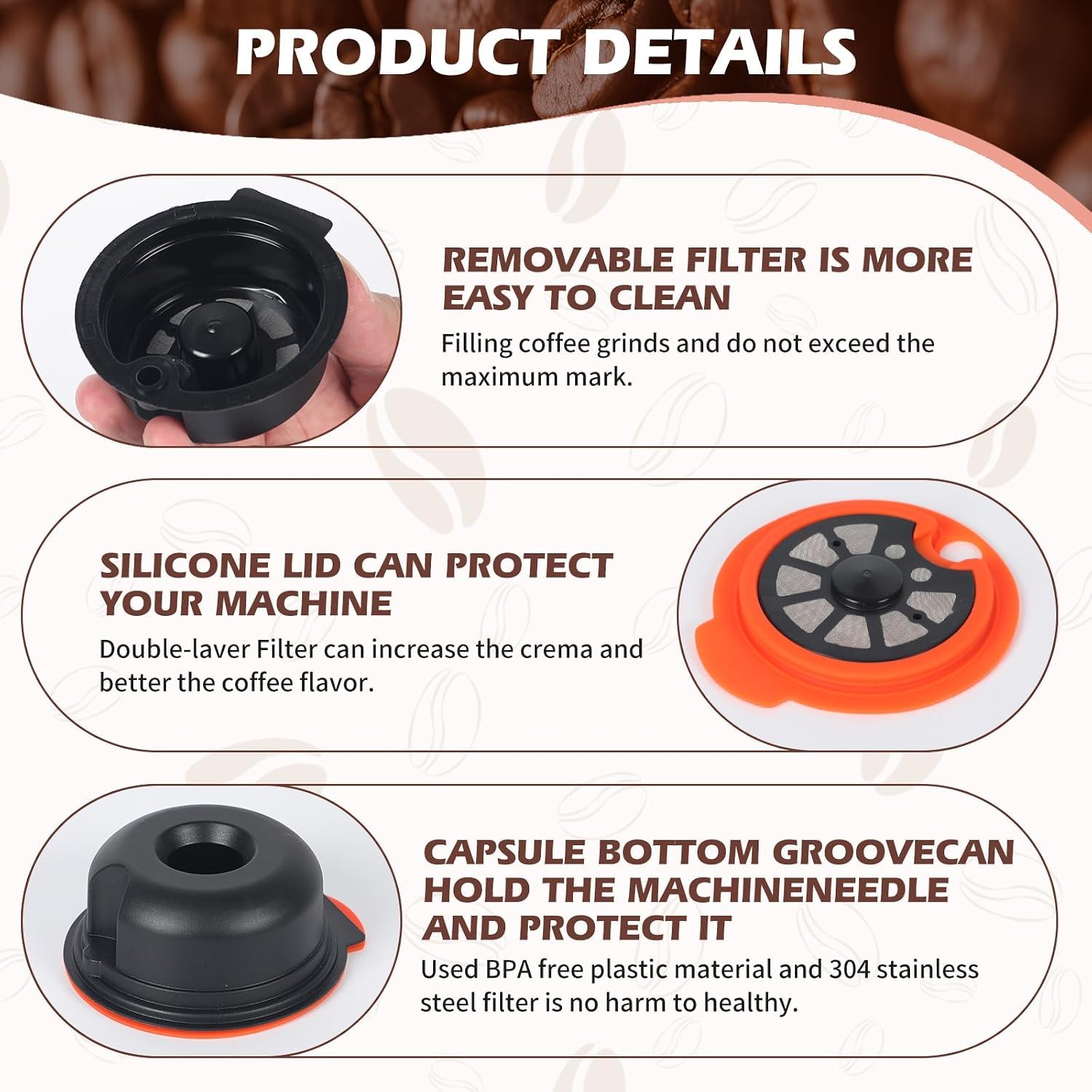 9 cialde da caffè riutilizzabili per Ta*ssimo con pressino